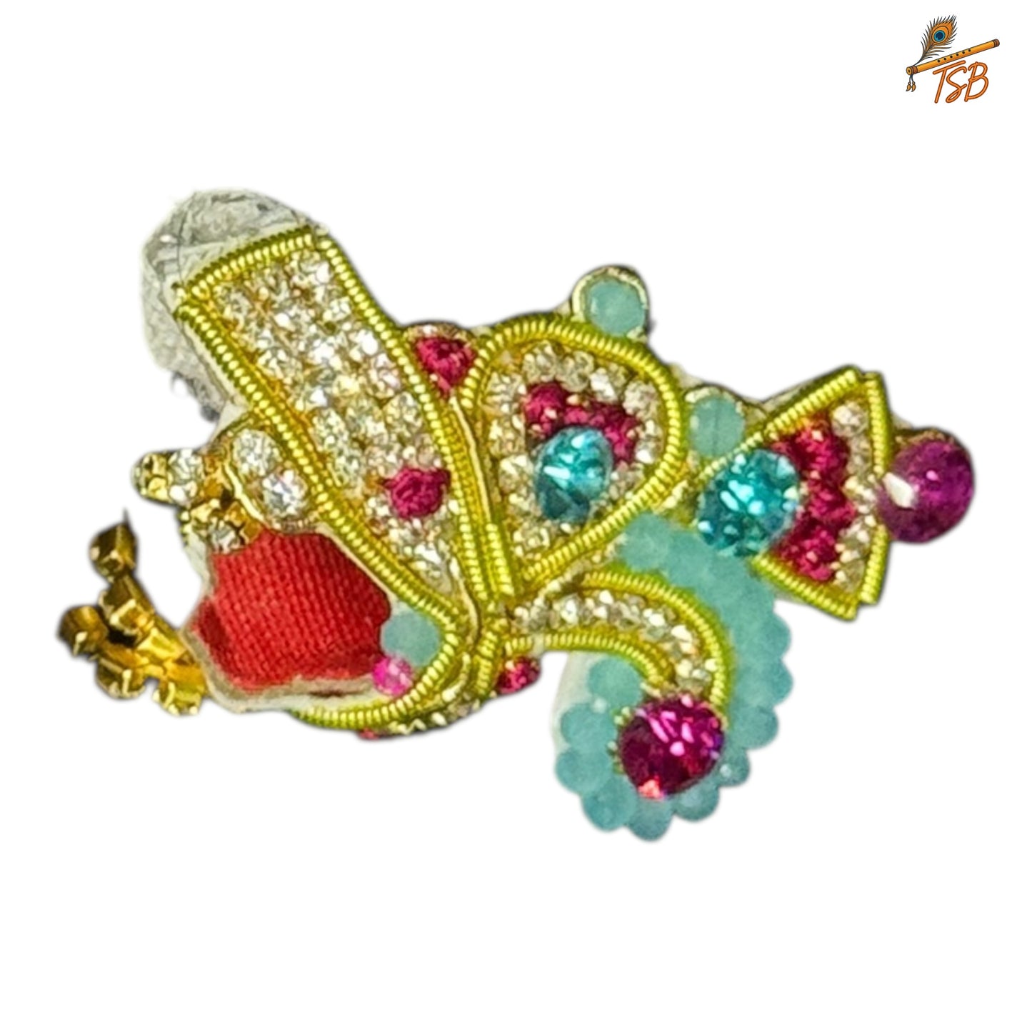 Handcrafted Ladoo Gopal Mukut with Beads & Stone Embroidery | Pagdi Crown for Thakur Ji | TSB