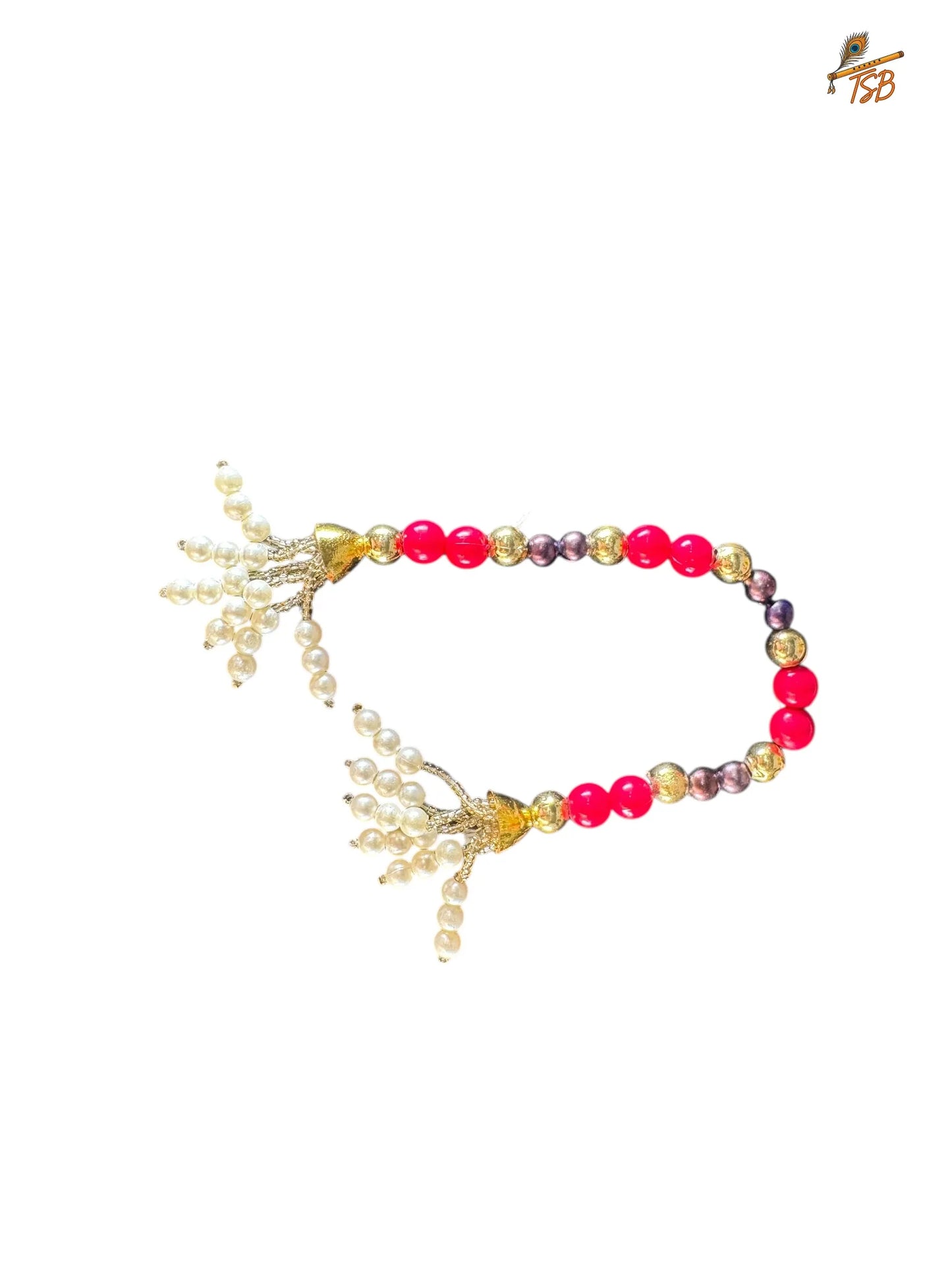 Premium Pink with Flowers Ladoo Gopal Dress with Bead & Stone Embroidery | TSB Poshak for Krishna Ji