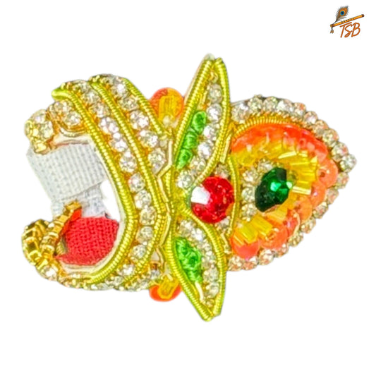 Handcrafted Ladoo Gopal Mukut with Beads & Stone Embroidery | Pagdi Crown for Thakur Ji | TSB