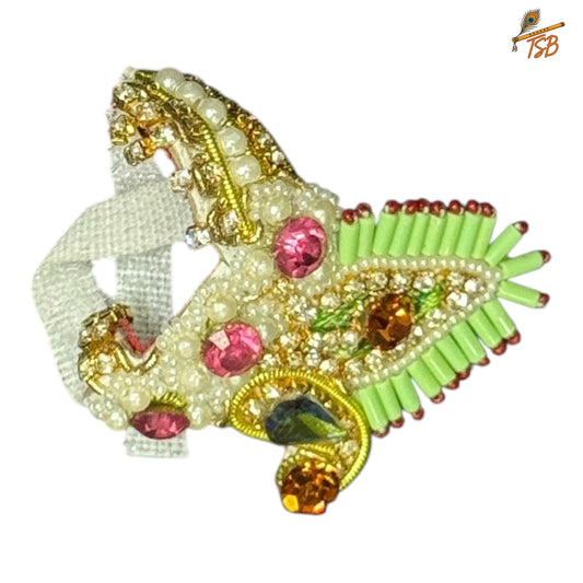 Handcrafted Ladoo Gopal Mukut with Beads & Stone Embroidery | Pagdi Crown for Thakur Ji | TSB