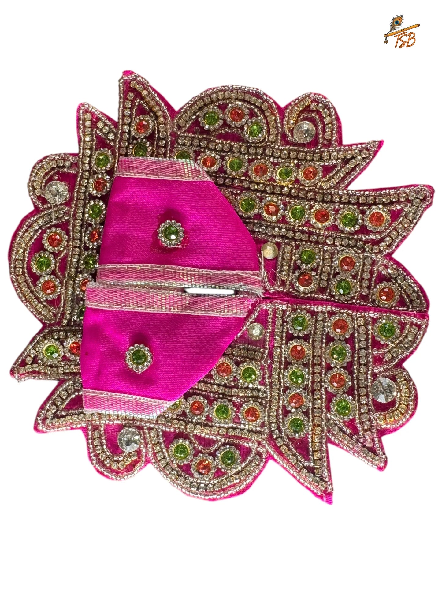 Premium Magenta Ladoo Gopal Dress with Bead & Stone Embroidery | TSB Poshak for Krishna Ji