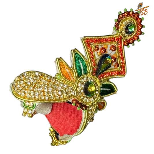 Handcrafted Ladoo Gopal Mukut with Beads & Stone Embroidery | Pagdi Crown for Thakur Ji | TSB