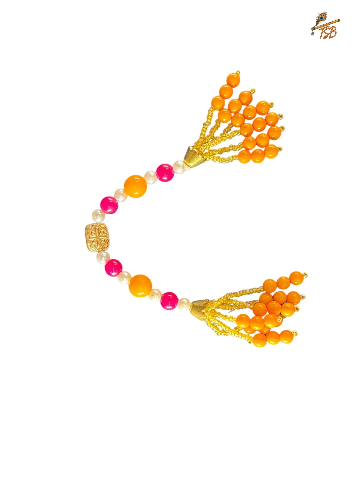Premium Orange & Yellow  Ladoo Gopal Dress with Bead & Stone Embroidery | TSB Poshak for Krishna Ji