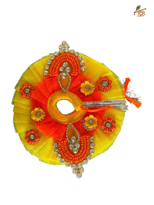 Premium Orange & Yellow  Ladoo Gopal Dress with Bead & Stone Embroidery | TSB Poshak for Krishna Ji