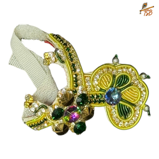 Handcrafted Ladoo Gopal Mukut with Beads & Stone Embroidery | Pagdi Crown for Thakur Ji | TSB