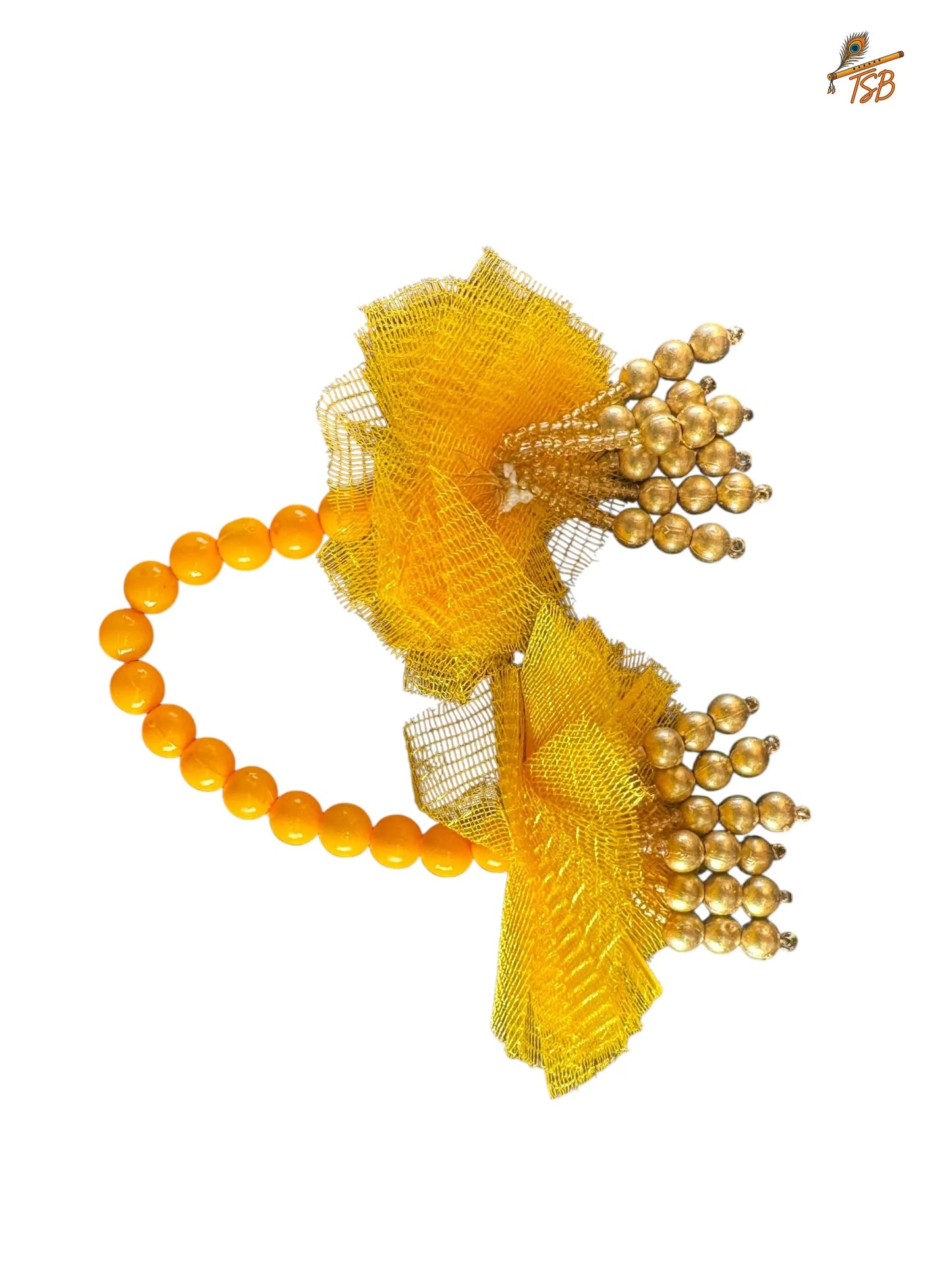 Premium Yellow with Pearl Ladoo Gopal Dress with Bead & Stone Embroidery | TSB Poshak for Krishna Ji
