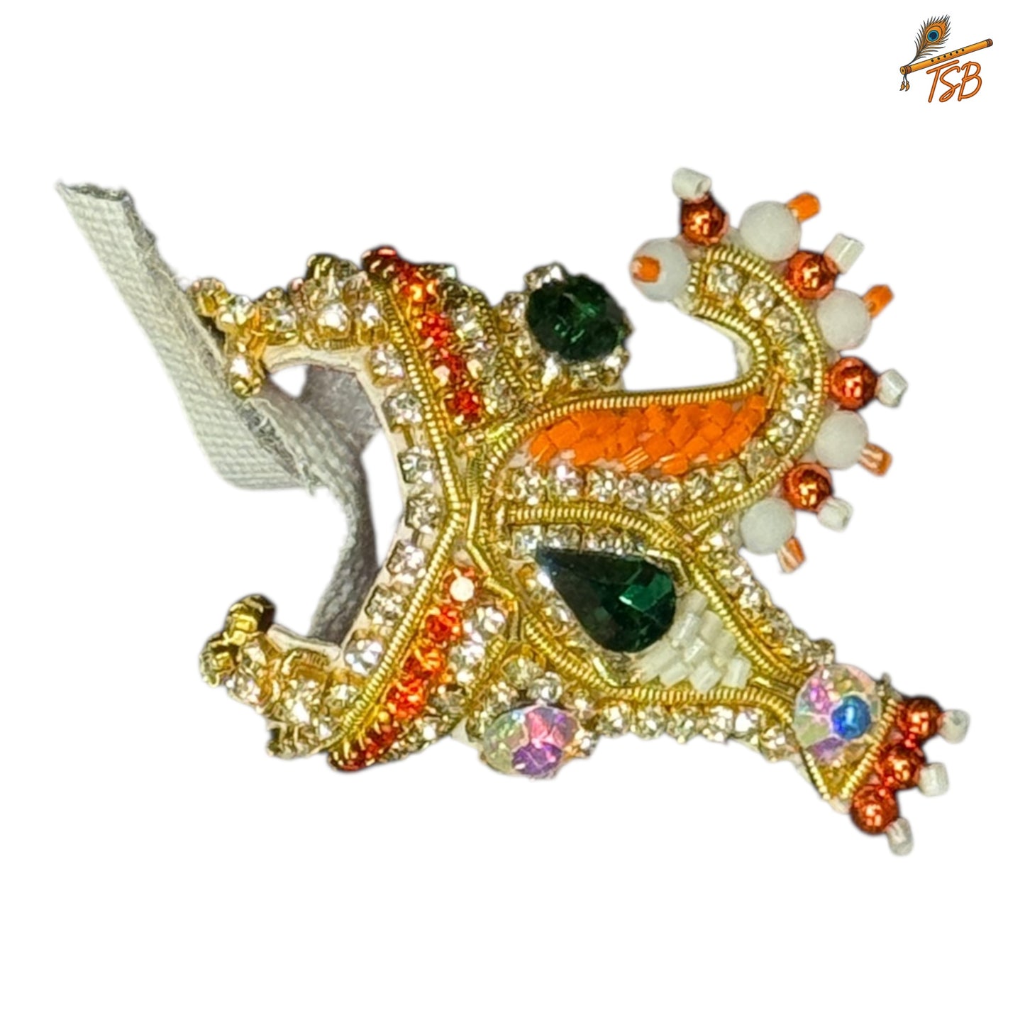 Handcrafted Ladoo Gopal Mukut with Beads & Stone Embroidery | Pagdi Crown for Thakur Ji | TSB