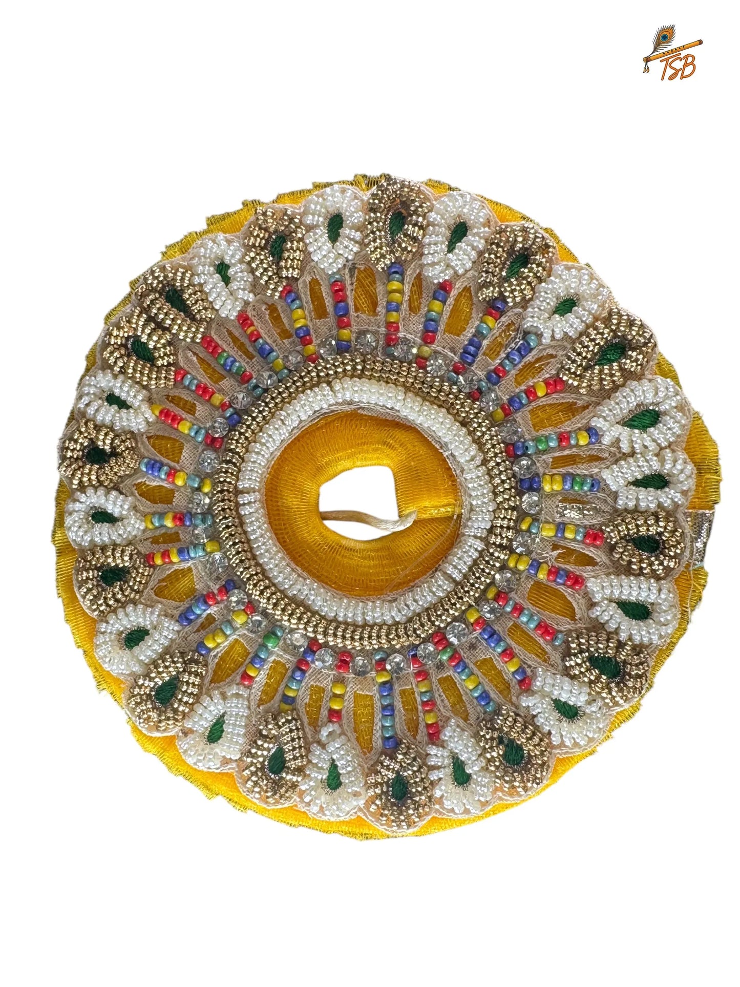 Premium Yellow with Pearl Ladoo Gopal Dress with Bead & Stone Embroidery | TSB Poshak for Krishna Ji