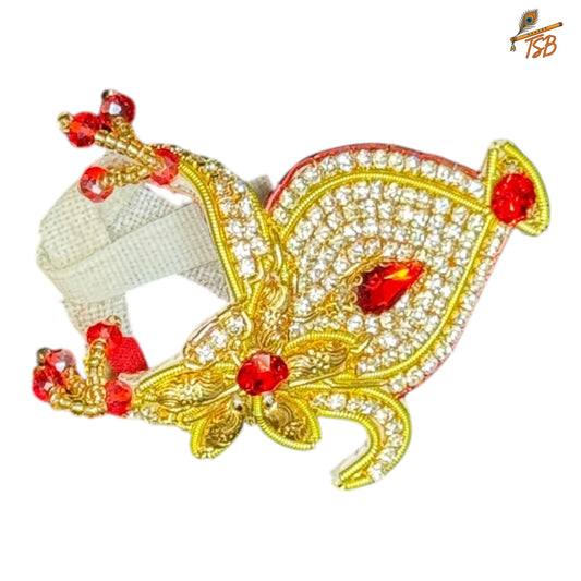 Handcrafted Ladoo Gopal Mukut with Beads & Stone Embroidery | Pagdi Crown for Thakur Ji | TSB