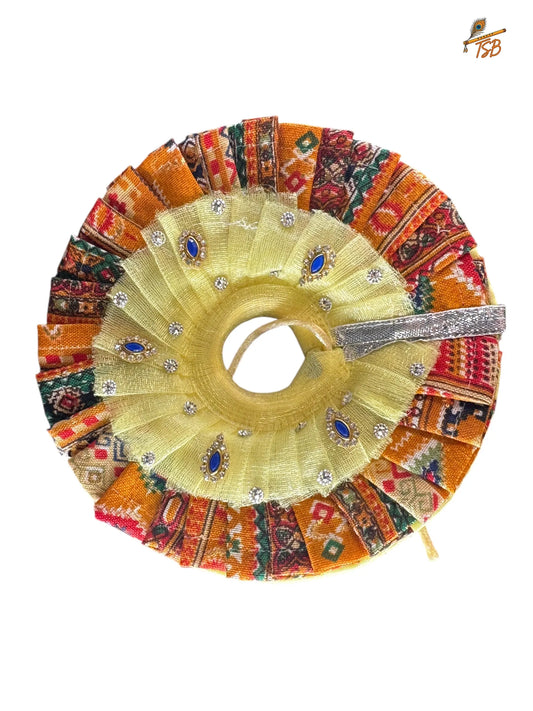 Premium Yellow Rajasthani Embroidery Ladoo Gopal Dress | TSB Poshak for Krishna Ji