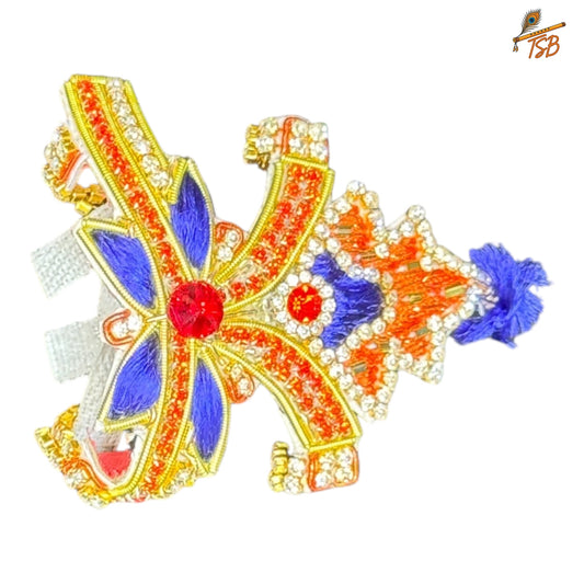 Handcrafted Ladoo Gopal Mukut with Beads & Stone Embroidery | Pagdi Crown for Thakur Ji | TSB