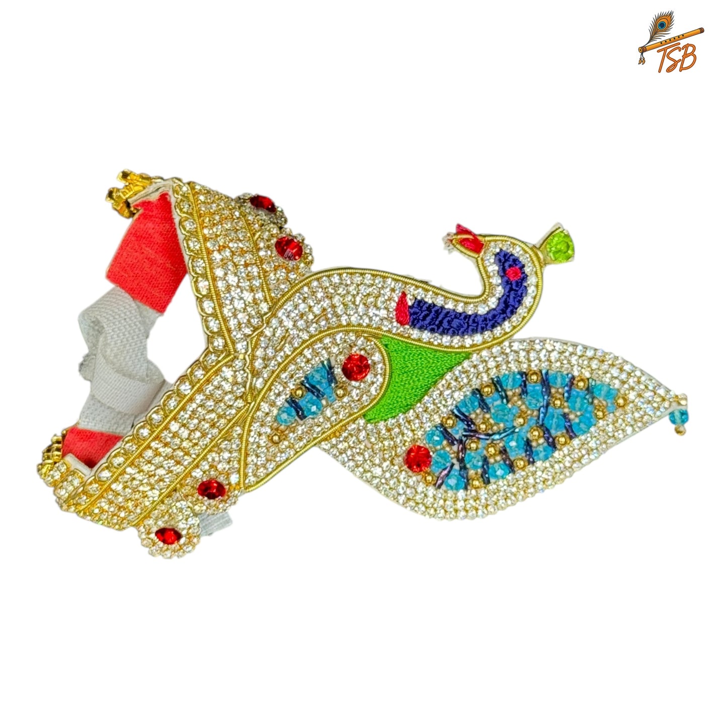 Handcrafted Ladoo Gopal Mukut with Beads & Stone Embroidery | Pagdi Crown for Thakur Ji | TSB