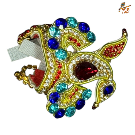 Handcrafted Ladoo Gopal Mukut with Beads & Stone Embroidery | Pagdi Crown for Thakur Ji | TSB