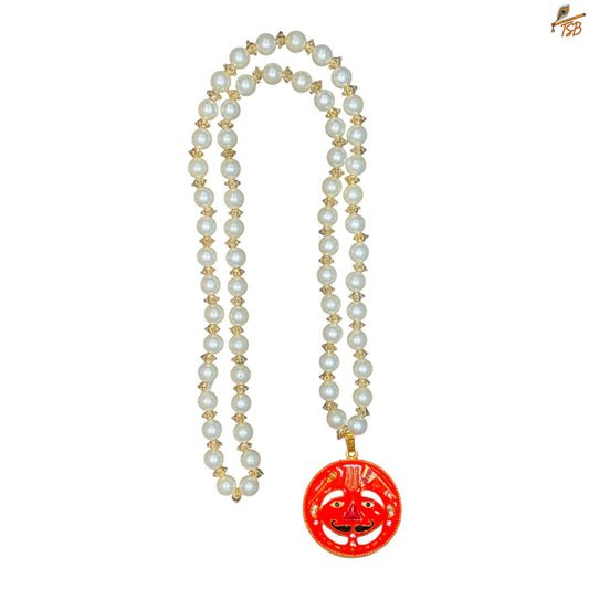 Hanuman Ji Pearl Mala – Divine Moti Mala with Red Face Pendant | TSB Spiritual Jewelry