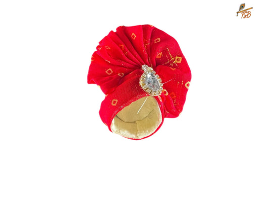 Royal Red with Pagdi Ladoo Gopal Dress with Bead & Stone Embroidery | TSB Poshak for Krishna Ji