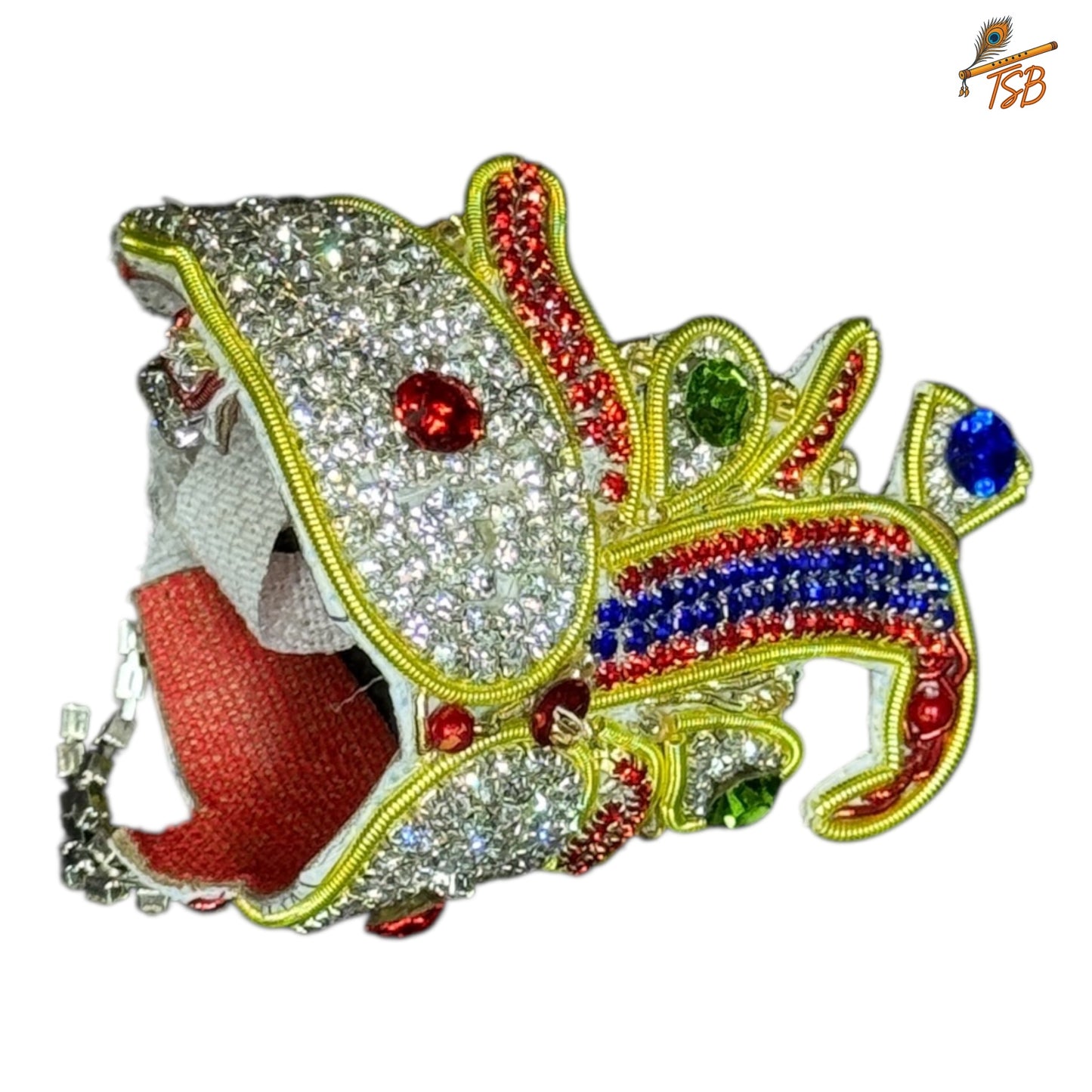 Handcrafted Ladoo Gopal Mukut with Beads & Stone Embroidery | Pagdi Crown for Thakur Ji | TSB