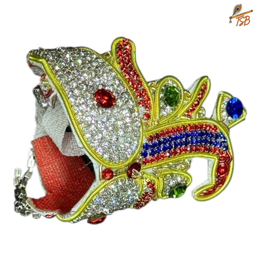 Handcrafted Ladoo Gopal Mukut with Beads & Stone Embroidery | Pagdi Crown for Thakur Ji | TSB