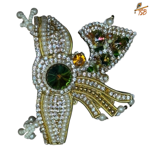 Handcrafted Ladoo Gopal Mukut with Beads & Stone Embroidery | Pagdi Crown for Thakur Ji | TSB
