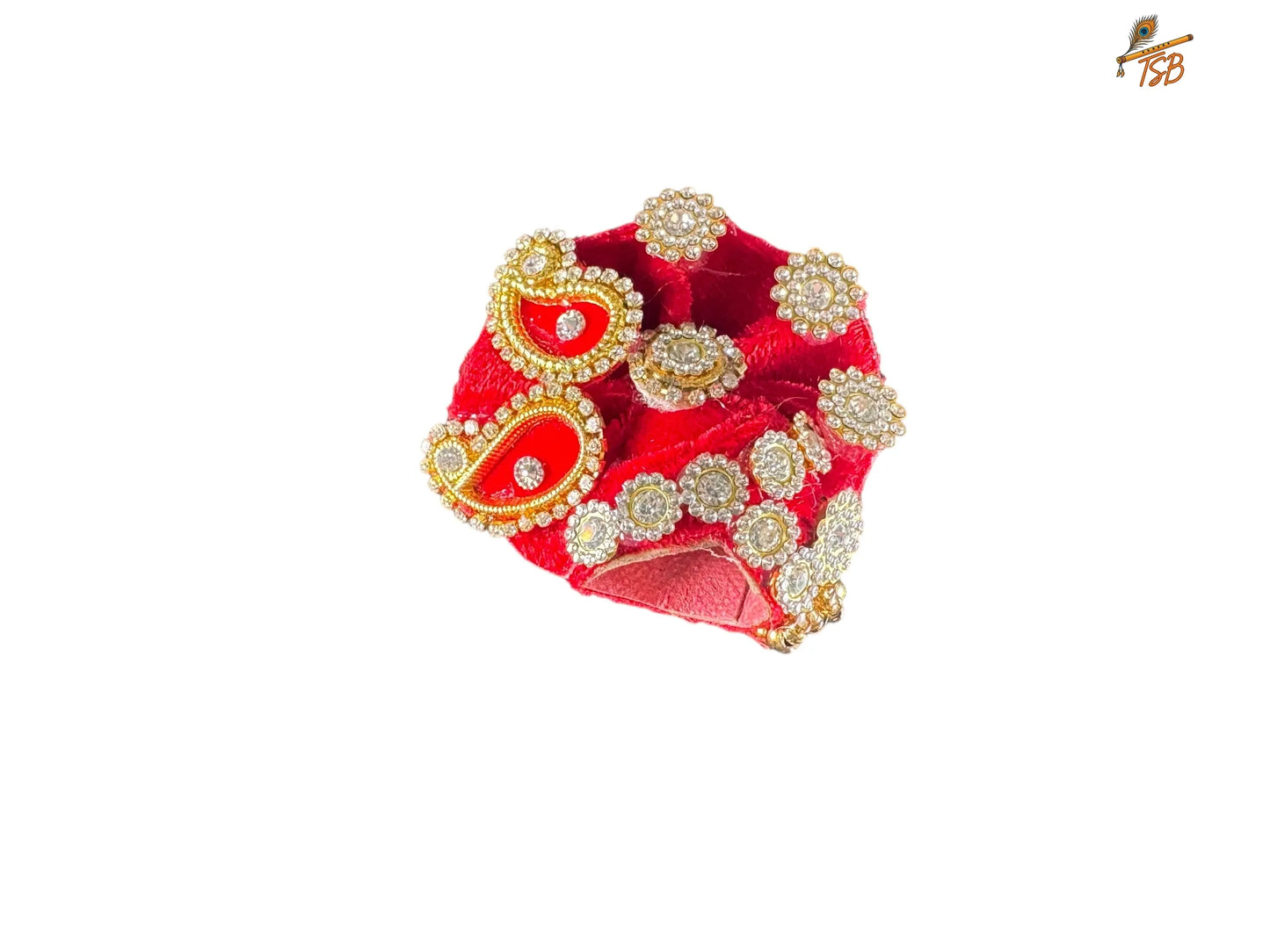 Premium Red with Golden and Red Heavy Flowers Ladoo Gopal Dress with Bead & Stone Embroidery | TSB Poshak for Krishna Ji