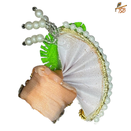 Handcrafted Ladoo Gopal Mukut with Beads & Stone Embroidery | Pagdi Crown for Thakur Ji | TSB