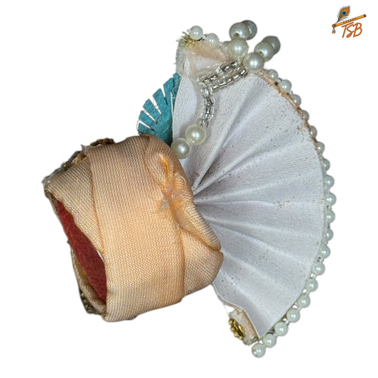 Handcrafted Ladoo Gopal Mukut with Beads & Stone Embroidery | Pagdi Crown for Thakur Ji | TSB