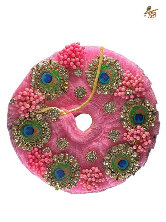 Premium Pink and Green Flowers Ladoo Gopal Dress with Bead & Stone Embroidery | TSB Poshak for Krishna Ji