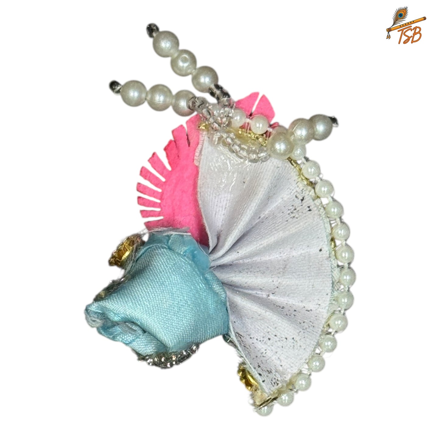 Handcrafted Ladoo Gopal Mukut with Beads & Stone Embroidery | Pagdi Crown for Thakur Ji | TSB