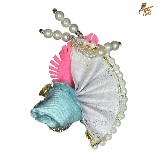 Handcrafted Ladoo Gopal Mukut with Beads & Stone Embroidery | Pagdi Crown for Thakur Ji | TSB