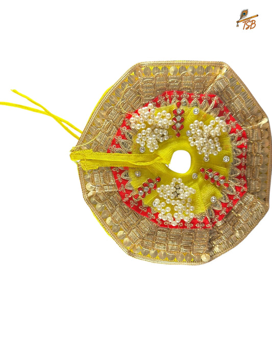 Premium Yellow Golden Ladoo Gopal Dress with Bead & Stone Embroidery | TSB Poshak for Krishna Ji