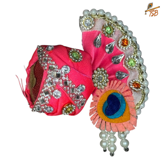 Handcrafted Ladoo Gopal Mukut with Beads & Stone Embroidery | Pagdi Crown for Thakur Ji | TSB