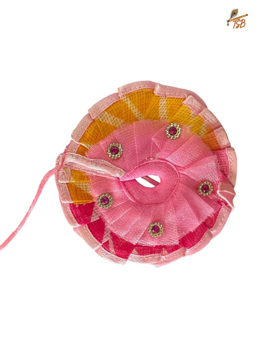 Premium Pink Orange Ladoo Gopal Dress with Bead & Stone Embroidery | TSB Poshak for Krishna Ji