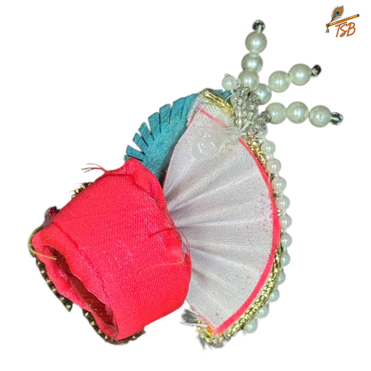 Handcrafted Ladoo Gopal Mukut with Beads & Stone Embroidery | Pagdi Crown for Thakur Ji | TSB