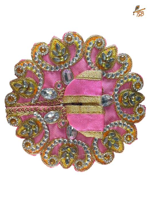 Premium Baby Pink with Golden Stones Ladoo Gopal Dress with Bead & Stone Embroidery | TSB Poshak for Krishna Ji