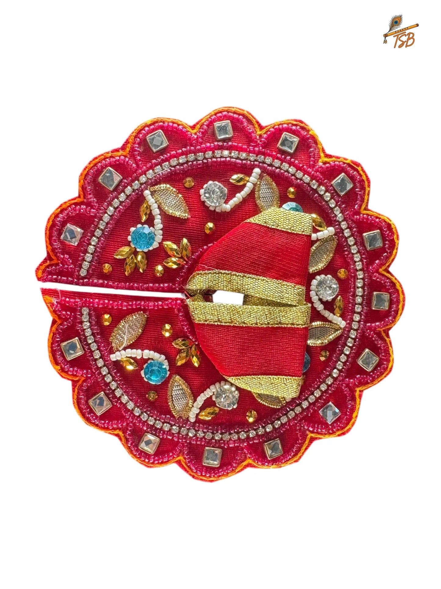 Royal Red Ladoo Gopal Dress with Bead & Stone Embroidery | TSB Poshak for Krishna Ji