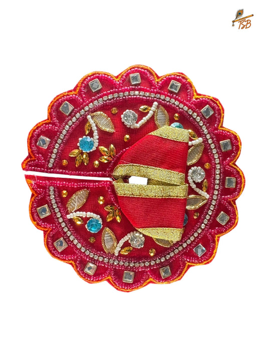 Royal Red Ladoo Gopal Dress with Bead & Stone Embroidery | TSB Poshak for Krishna Ji