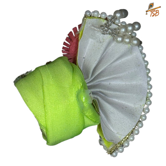 Handcrafted Ladoo Gopal Mukut with Beads & Stone Embroidery | Pagdi Crown for Thakur Ji | TSB