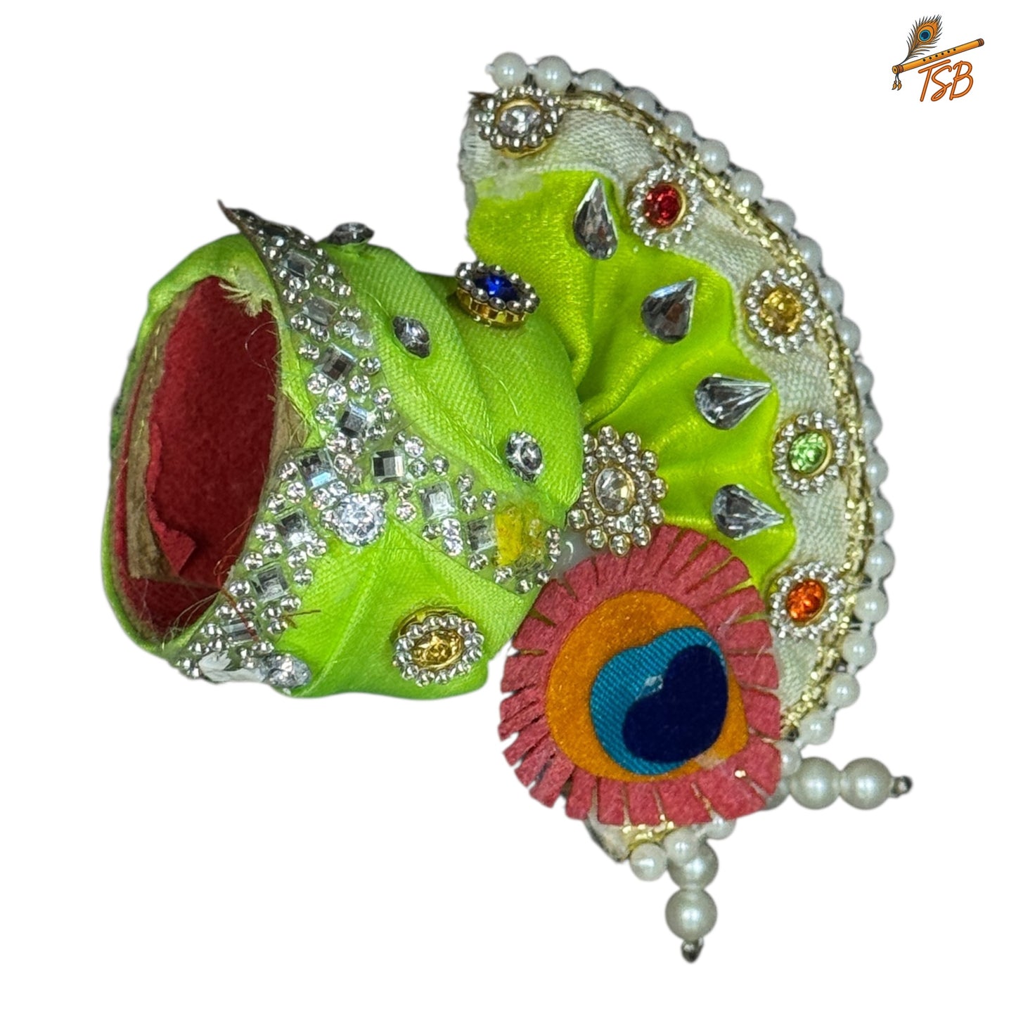 Handcrafted Ladoo Gopal Mukut with Beads & Stone Embroidery | Pagdi Crown for Thakur Ji | TSB
