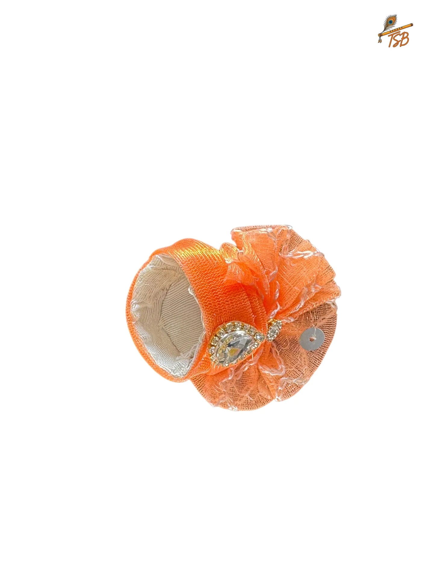 Premium Orange with Pagdi Ladoo Gopal Dress with Bead & Stone Embroidery | TSB Poshak for Krishna Ji