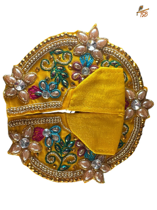 Premium Yellow with Heavy Embroidery Work Ladoo Gopal Dress with Bead & Stone Embroidery | TSB Poshak for Krishna Ji
