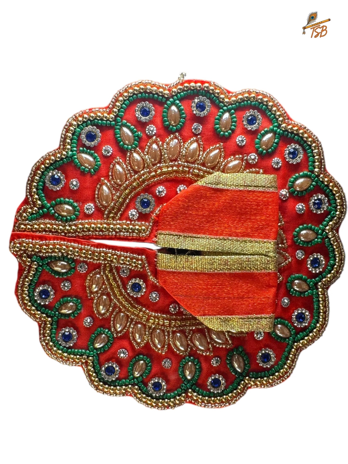 Premium Red with Heavy Work Embroidery Ladoo Gopal Dress with Bead & Stone Embroidery | TSB Poshak for Krishna Ji