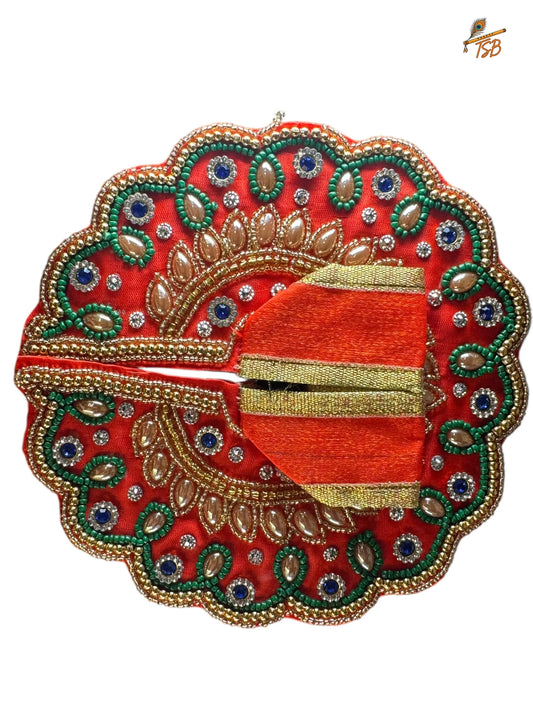Premium Red with Heavy Work Embroidery Ladoo Gopal Dress with Bead & Stone Embroidery | TSB Poshak for Krishna Ji