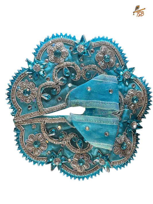 Premium Sky Blue with Zari Ladoo Gopal Dress with Bead & Stone Embroidery | TSB Poshak for Krishna Ji