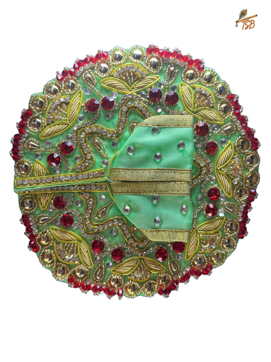 Premium Green with Magenta Stonework Full Heavy Ladoo Gopal Dress with Bead & Stone Embroidery | TSB Poshak for Krishna Ji