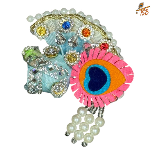 Handcrafted Ladoo Gopal Mukut with Beads & Stone Embroidery | Pagdi Crown for Thakur Ji | TSB