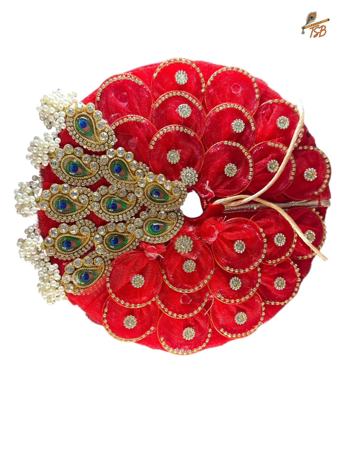 Premium Red with Stone Work Ladoo Gopal Dress with Bead & Stone Embroidery | TSB Poshak for Krishna Ji