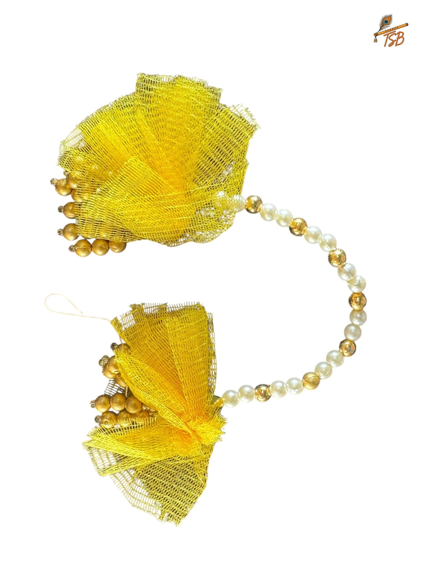 Premium Yellow with Pearls Ladoo Gopal Dress with Bead & Stone Embroidery | TSB Poshak for Krishna Ji