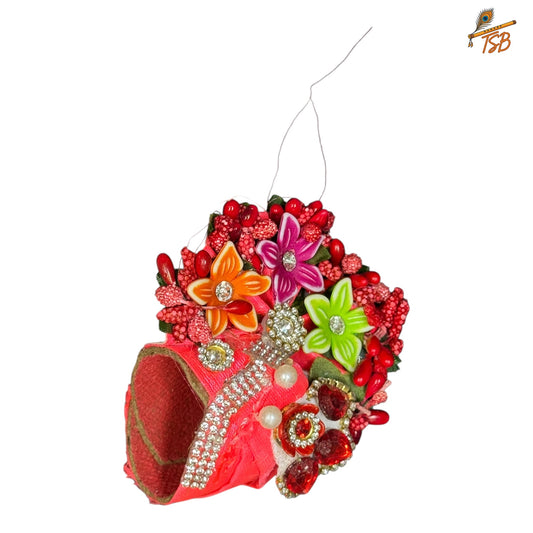 Handcrafted Ladoo Gopal Mukut with Beads & Stone Embroidery | Pagdi Crown for Thakur Ji | TSB