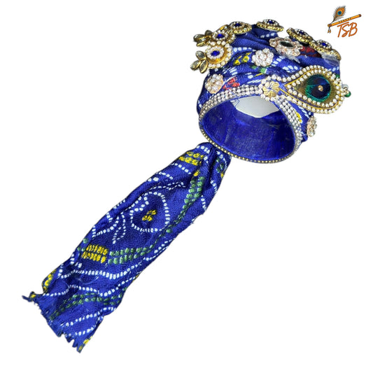 Handcrafted Ladoo Gopal Mukut with Beads & Stone Embroidery | Pagdi Crown for Thakur Ji | TSB