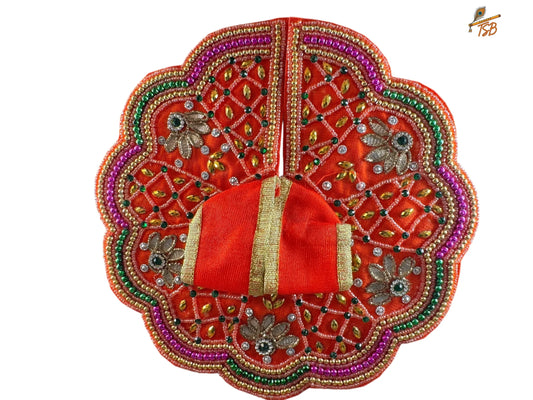Premium Orange with MultiStone Ladoo Gopal Dress with Bead & Stone Embroidery | TSB Poshak for Krishna Ji