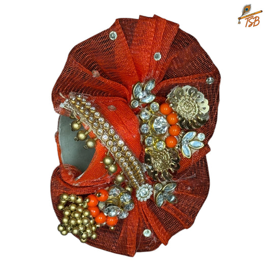 Handcrafted Ladoo Gopal Mukut with Beads & Stone Embroidery | Pagdi Crown for Thakur Ji | TSB